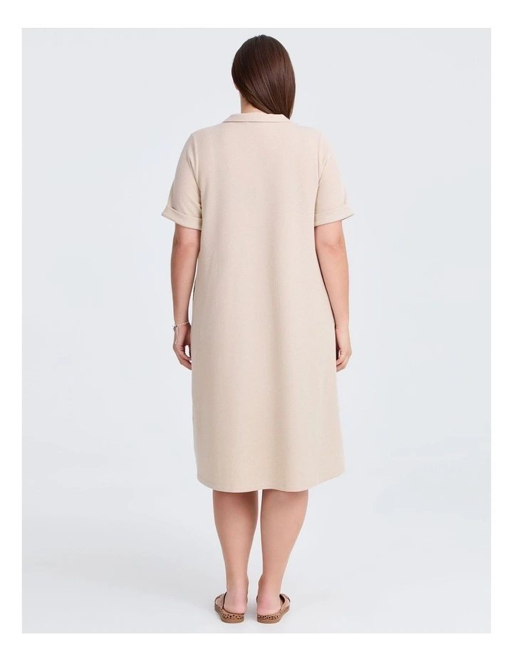 Waffle Collared Dress in Sand image 2