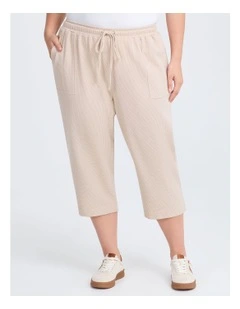 Waffle Pull On Crop Pant in Sand