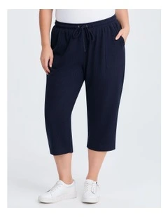 Waffle Pull On Crop Pant in Navy