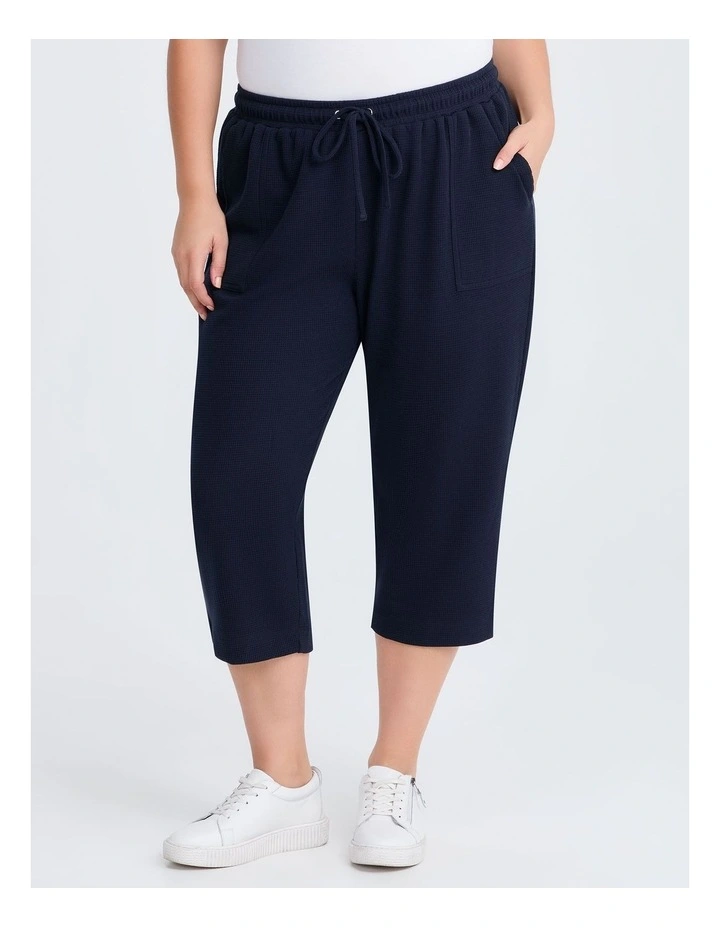 Waffle Pull On Crop Pant in Navy image 1