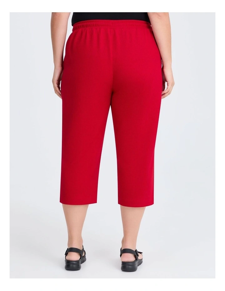 Waffle Pull On Crop Pant in Ribbon Red image 2