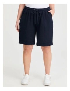Waffle Pull On Short in Navy