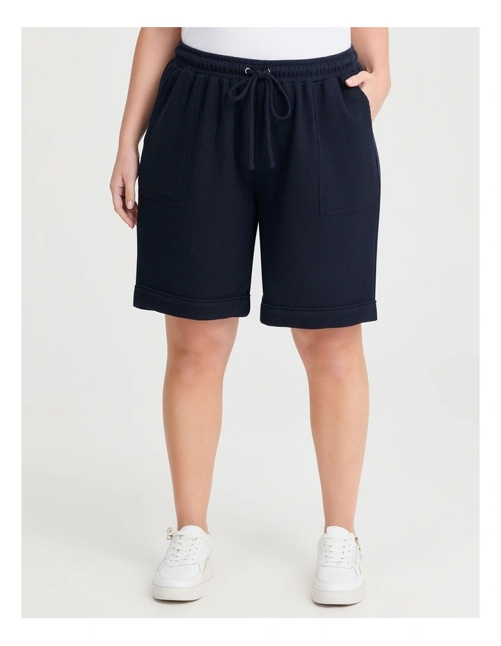 Waffle Pull On Short in Navy image 1