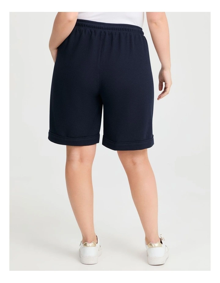 Waffle Pull On Short in Navy image 2