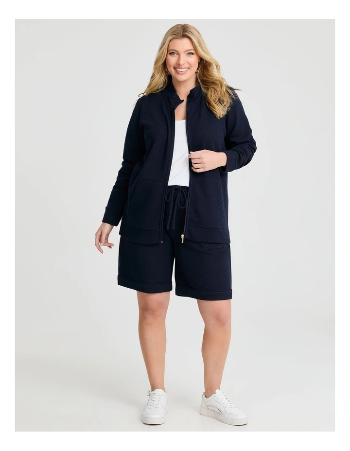 Waffle Pull On Short in Navy image 3