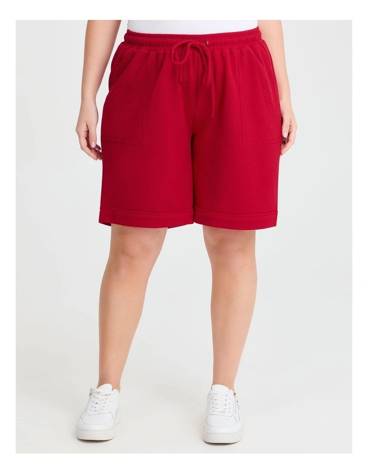 Waffle Pull On Short in Ribbon Red image 1