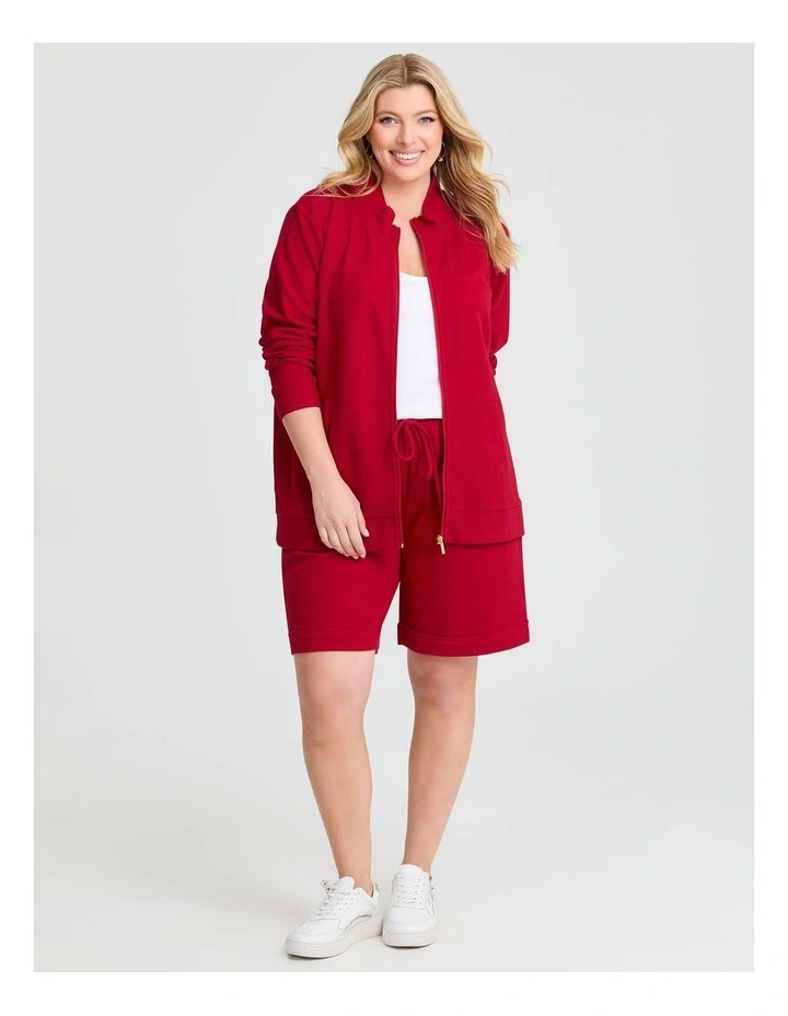 Waffle Pull On Short in Ribbon Red image 3