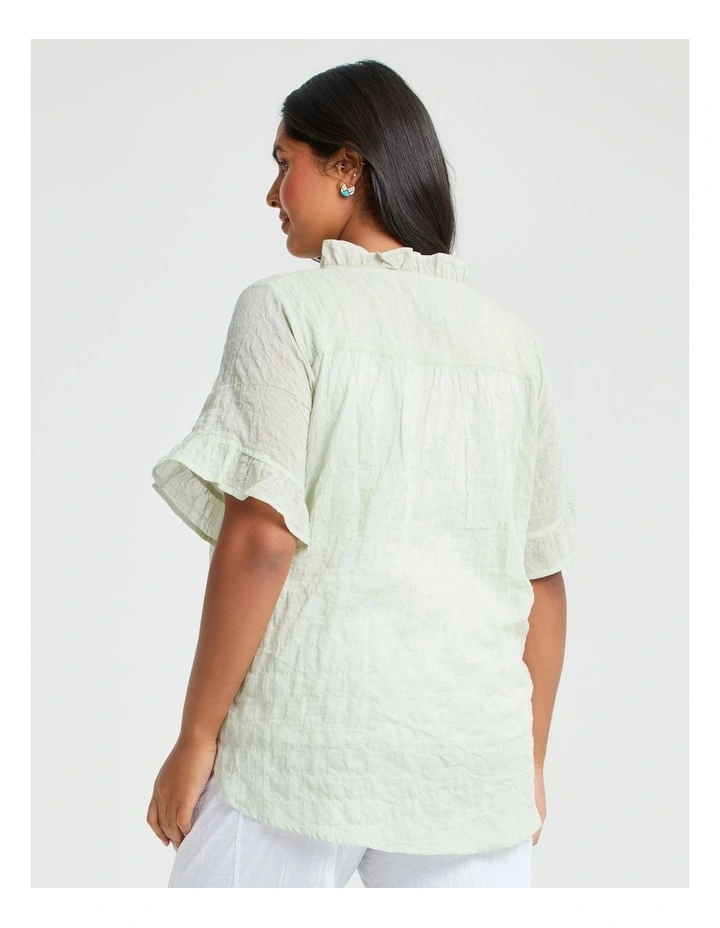 Natural Pleat Detail Top in Light Sage image 2