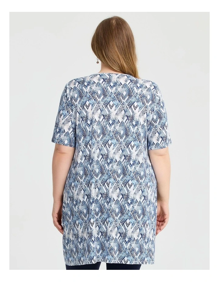 Print Short Sleeve Tunic Blue image 2
