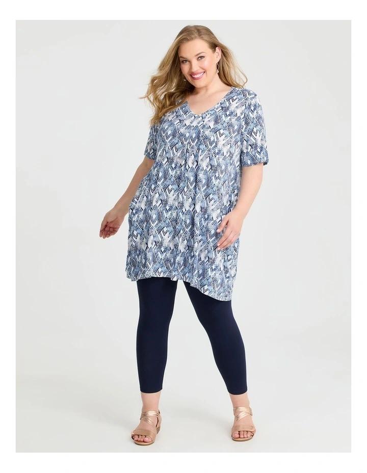Print Short Sleeve Tunic Blue image 3