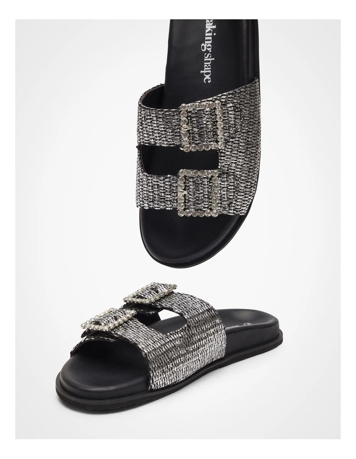 Raffia Slide Sandal in Black image 5