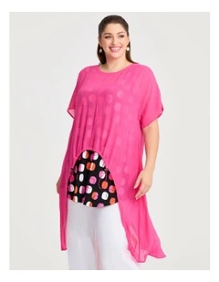 Chiffon Airlie Top in Fluro Pink