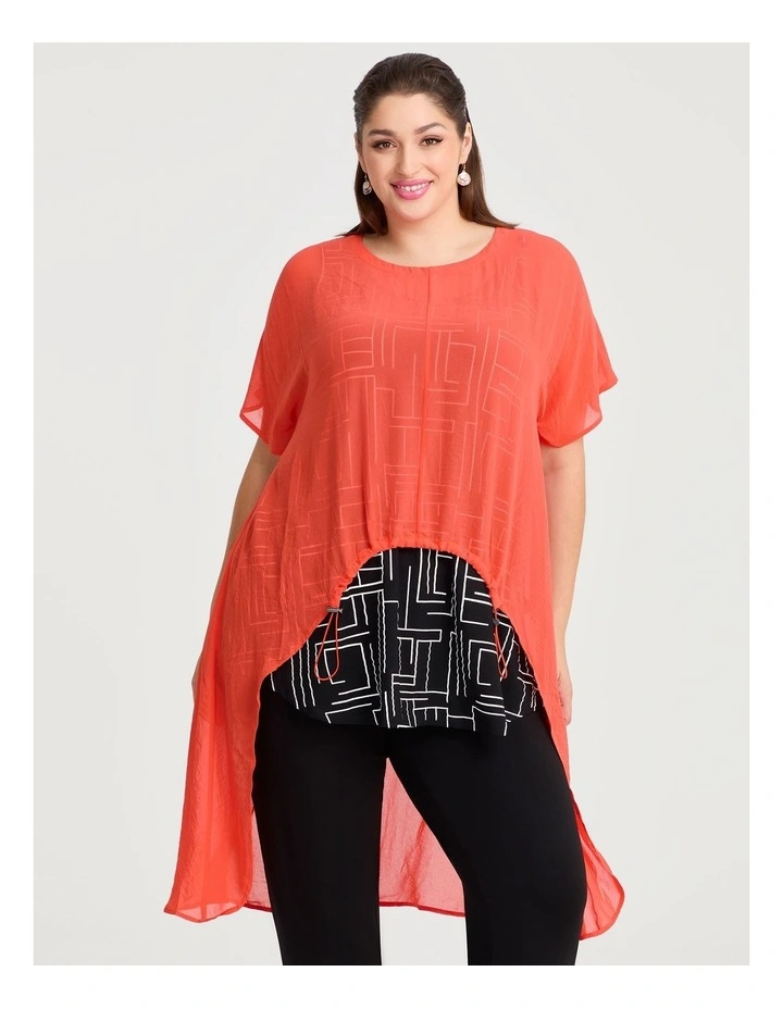 Chiffon Airlie Top in Mandarin image 1
