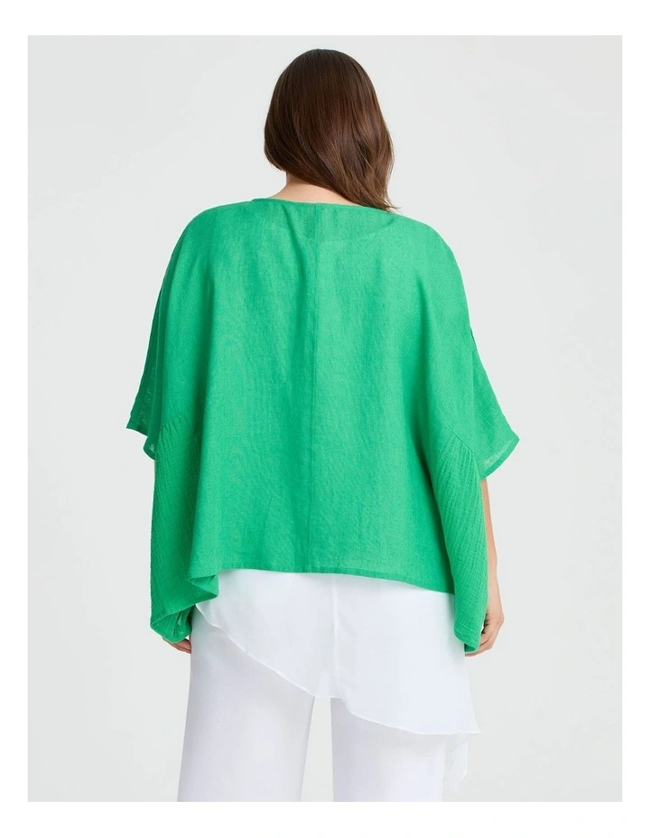 Linen Blend Carmen Overtop Deep Mint image 2