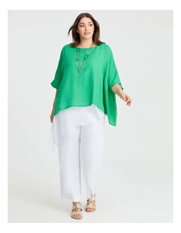 Linen Blend Carmen Overtop Deep Mint image 3