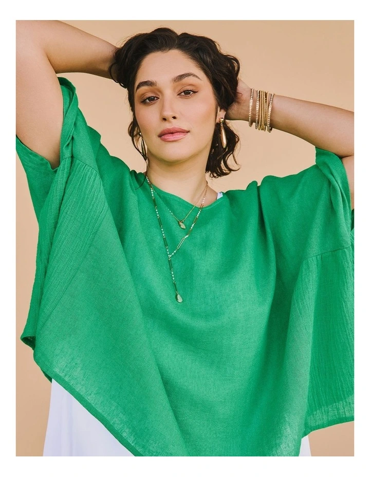 Linen Blend Carmen Overtop Deep Mint image 5