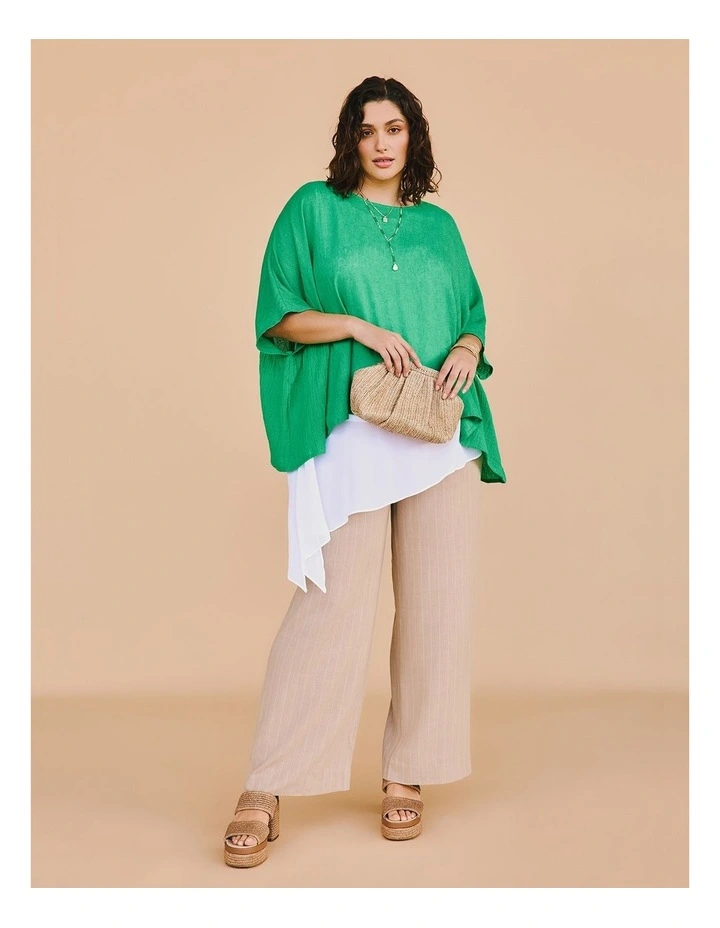 Linen Blend Carmen Overtop Deep Mint image 6