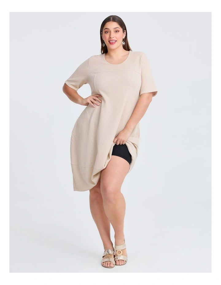 Waffle Tulip Dress Sand image 4