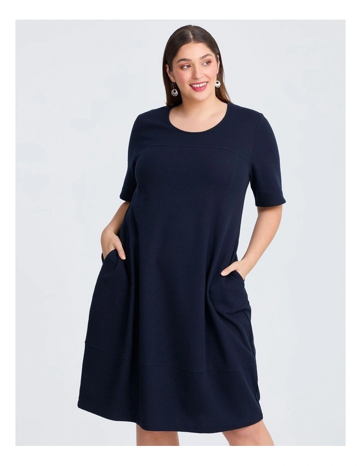 Waffle Tulip Dress Navy image 3