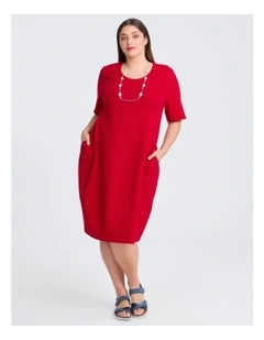 Waffle Tulip Dress Ribbon Red