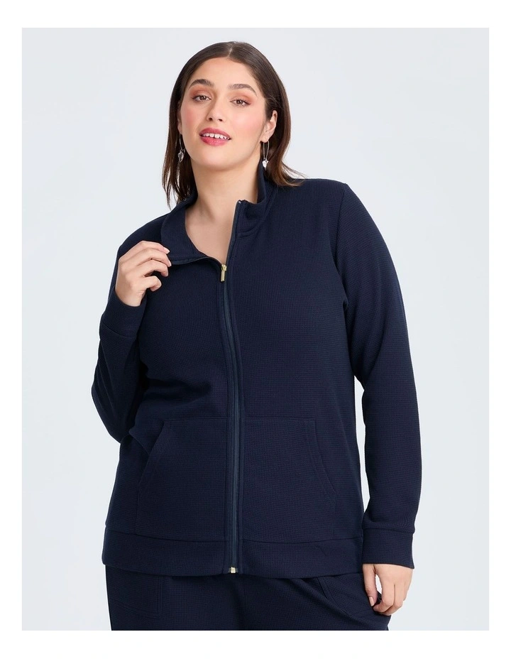 Waffle Casual Jacket Navy image 1