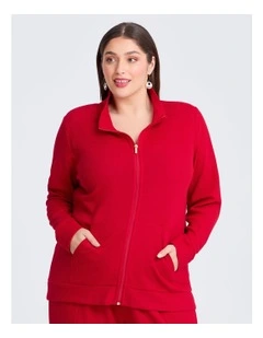 Waffle Casual Jacket Ribbon Red