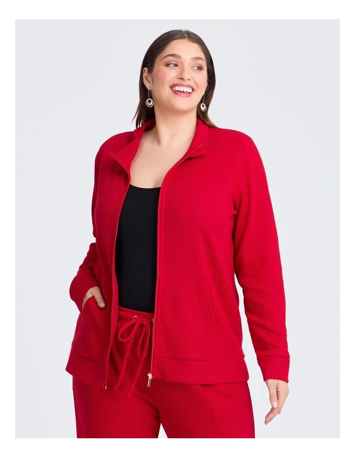 Waffle Casual Jacket Ribbon Red image 3