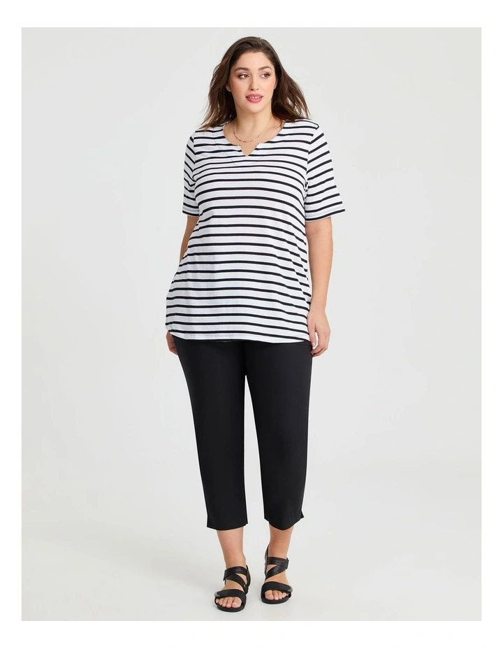 Cotton Notch Neck Top in Black/White image 3