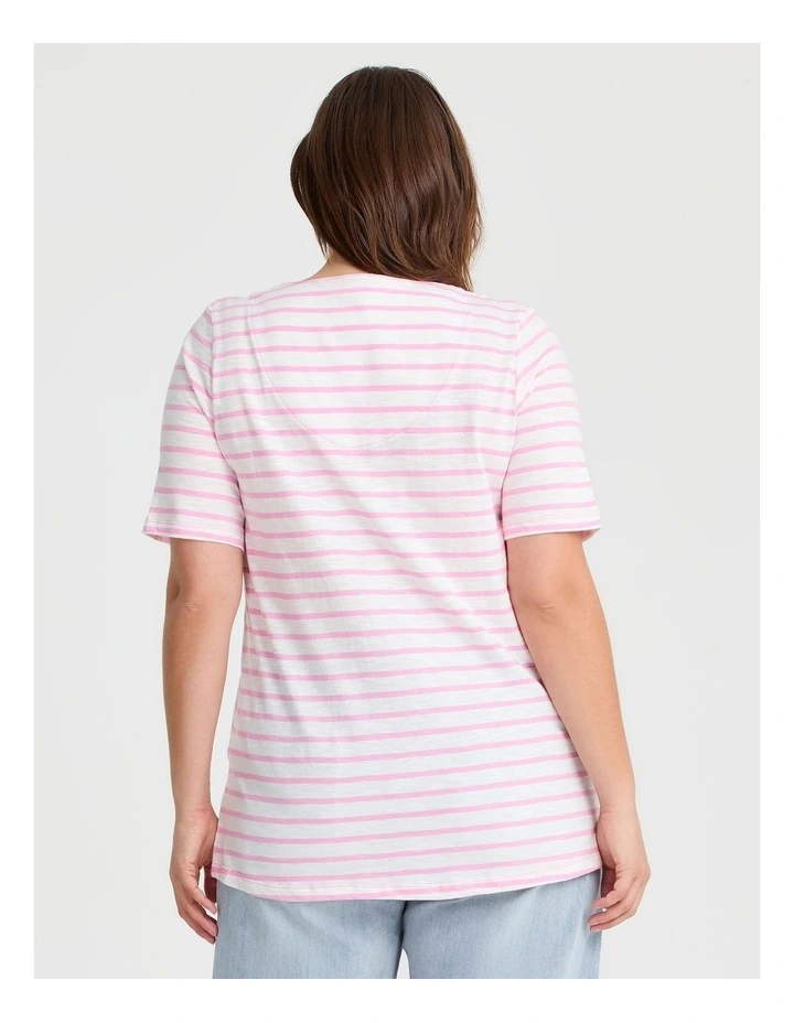 Cotton Notch Neck Top Pink Stripe image 2