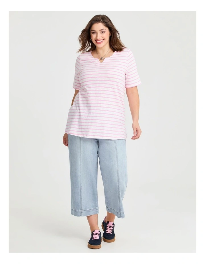 Cotton Notch Neck Top Pink Stripe image 3