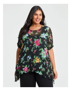 Patch Pocket Crushed Tunic in Floral Print
