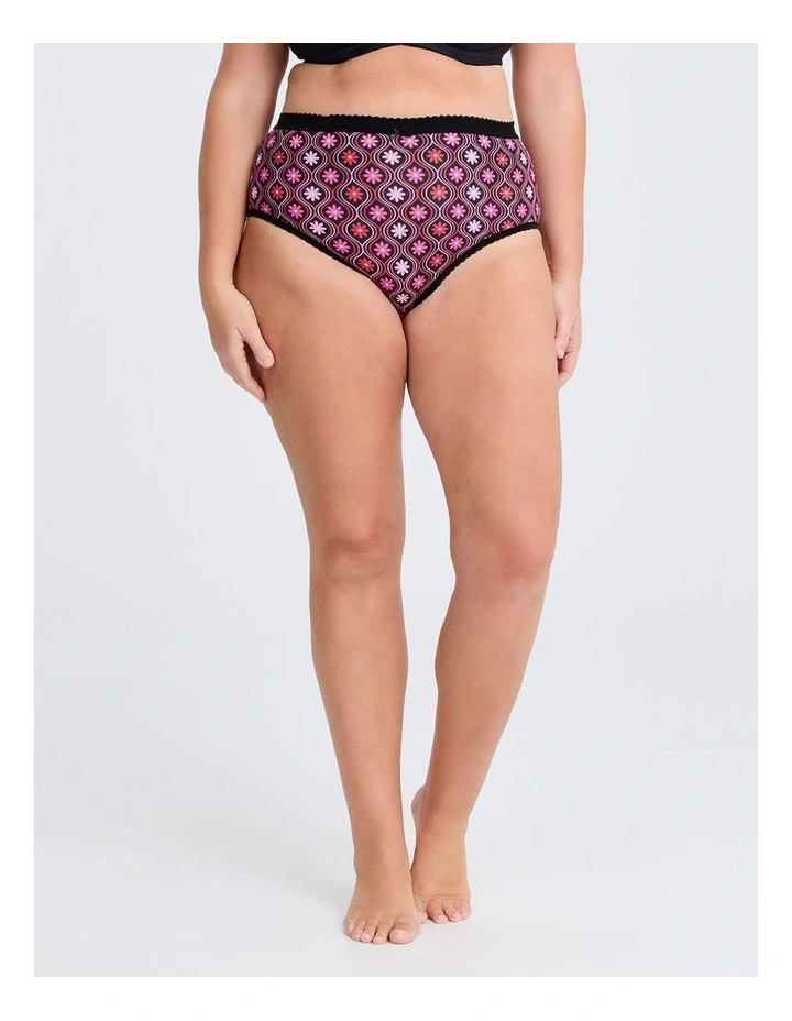 Cotton Retro Floral Briefs 5 Pack in Multi image 2