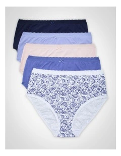5 Pack Cotton Blue Floral Briefs Multi