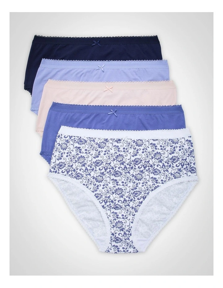 5 Pack Cotton Blue Floral Briefs Multi image 1