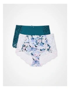 Micro Lace Detail Briefs 2 Pack in Print