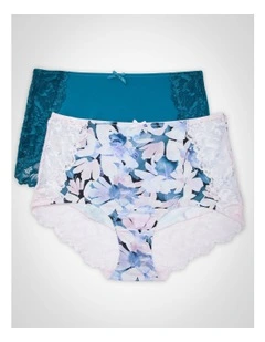 2Pk Micro Lace Detail Briefs Print