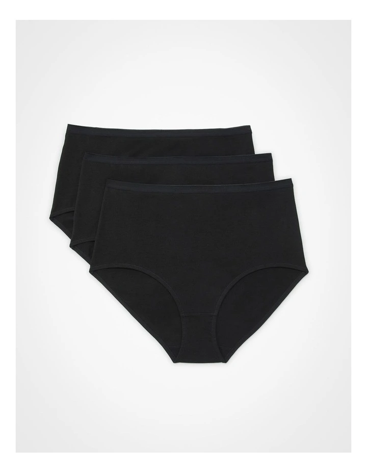 3Pk Australian Cotton Blend Briefs Black image 1