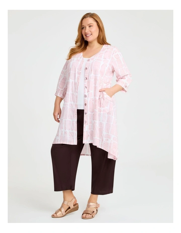 Blissful Linen Bamboo Duster Dusty Pink Print image 3