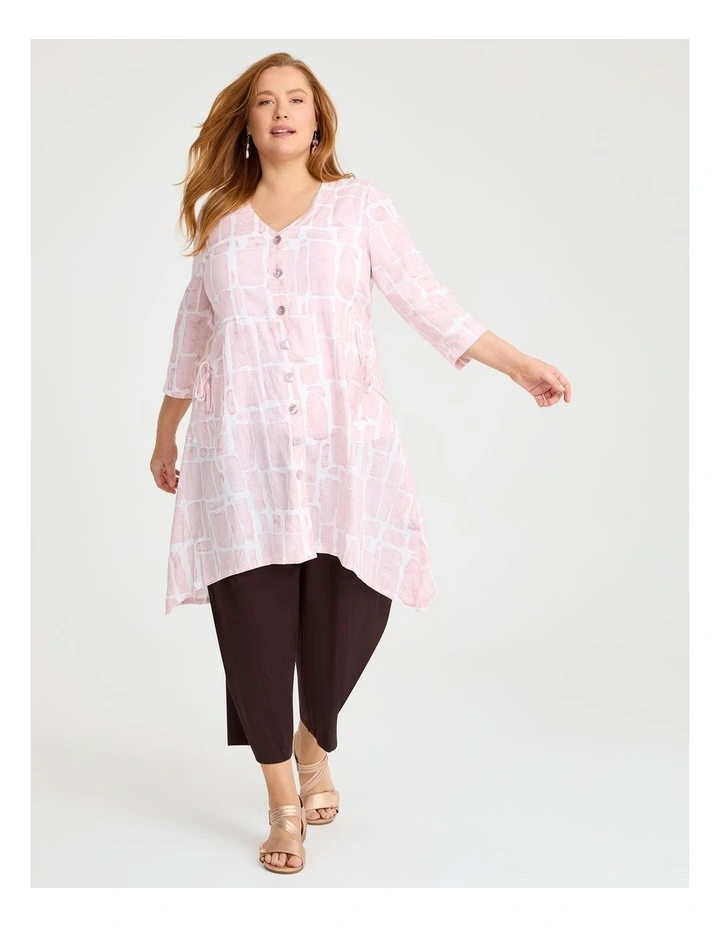 Blissful Linen Bamboo Duster Dusty Pink Print image 4