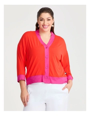 Natural Del Sol Cardigan in Orange/Pink