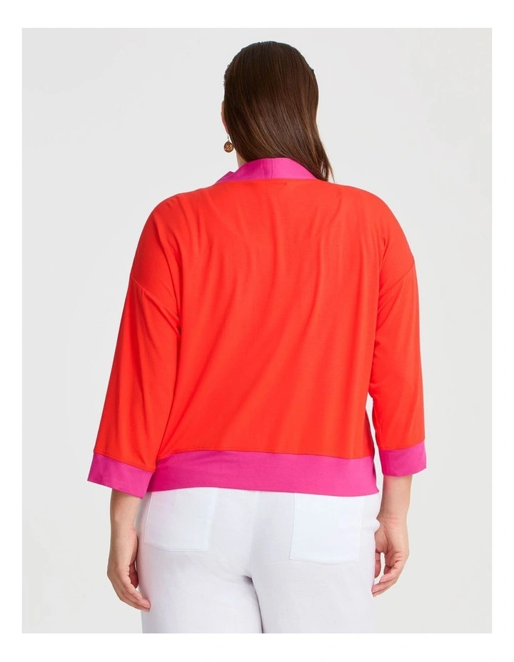 Natural Del Sol Cardigan in Orange/Pink image 2