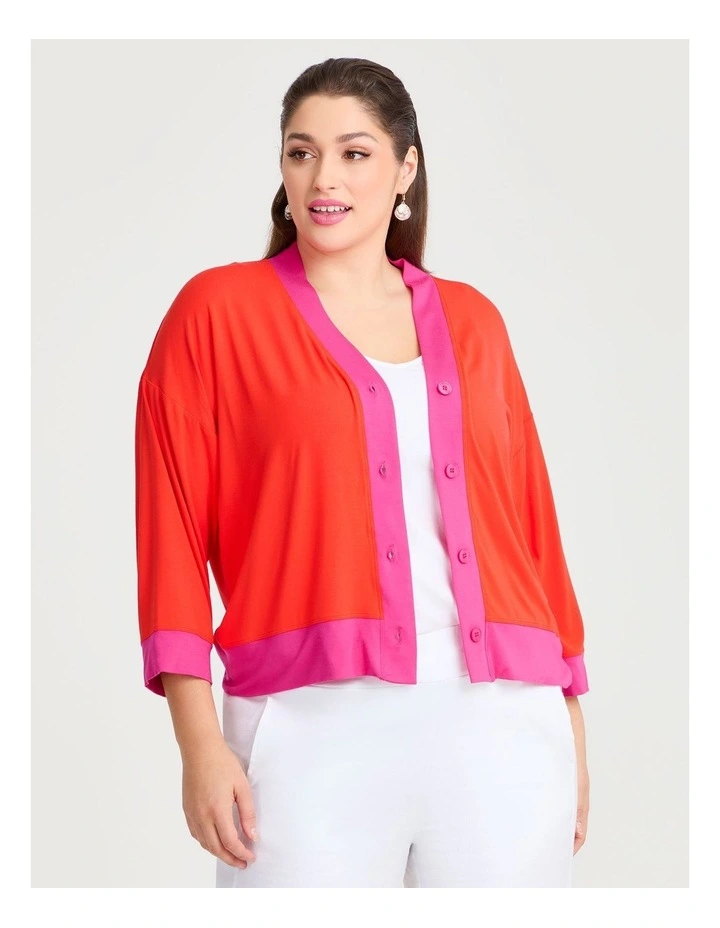 Natural Del Sol Cardigan in Orange/Pink image 3