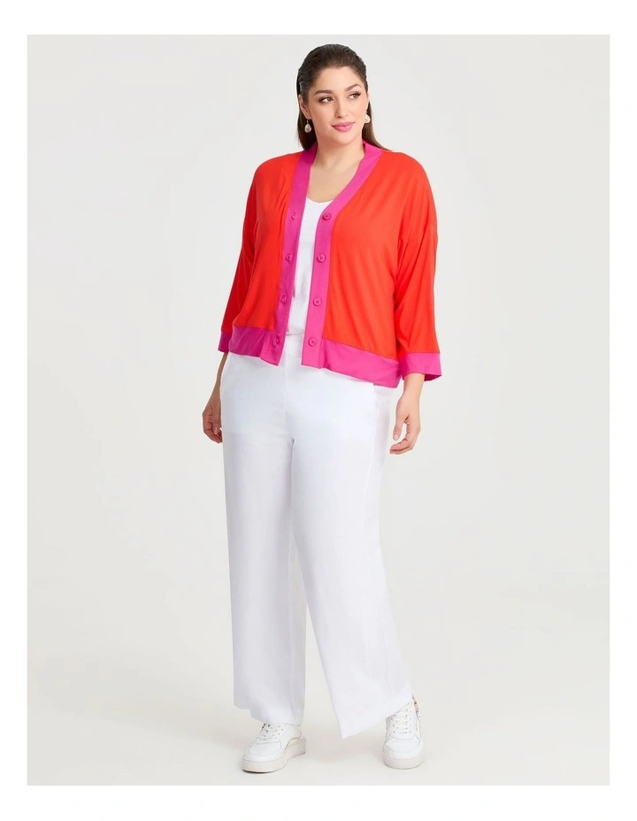 Natural Del Sol Cardigan in Orange/Pink image 4