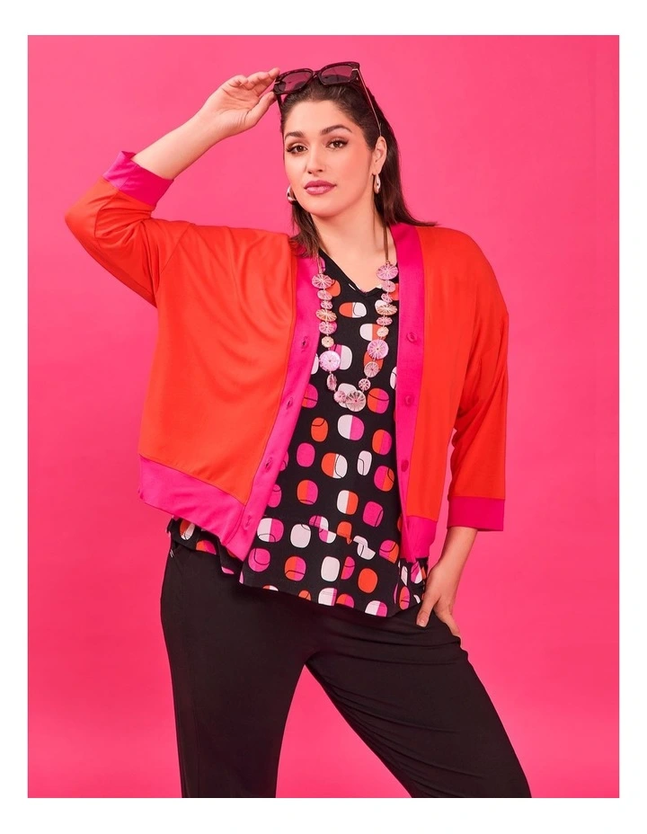 Natural Del Sol Cardigan in Orange/Pink image 5