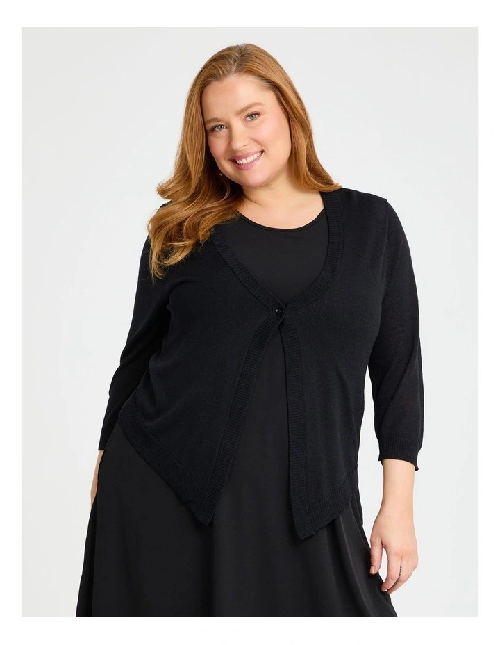 Tori Slub Knit Crop Cardigan Black image 1