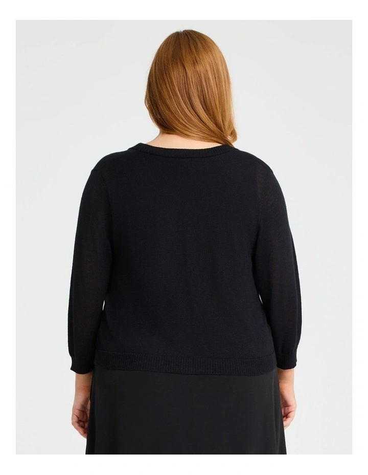 Tori Slub Knit Crop Cardigan Black image 2