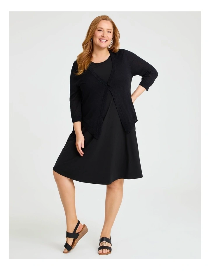 Tori Slub Knit Crop Cardigan Black image 3