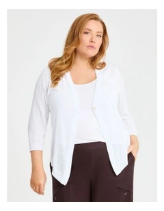 Tori Slub Knit Crop Cardigan White