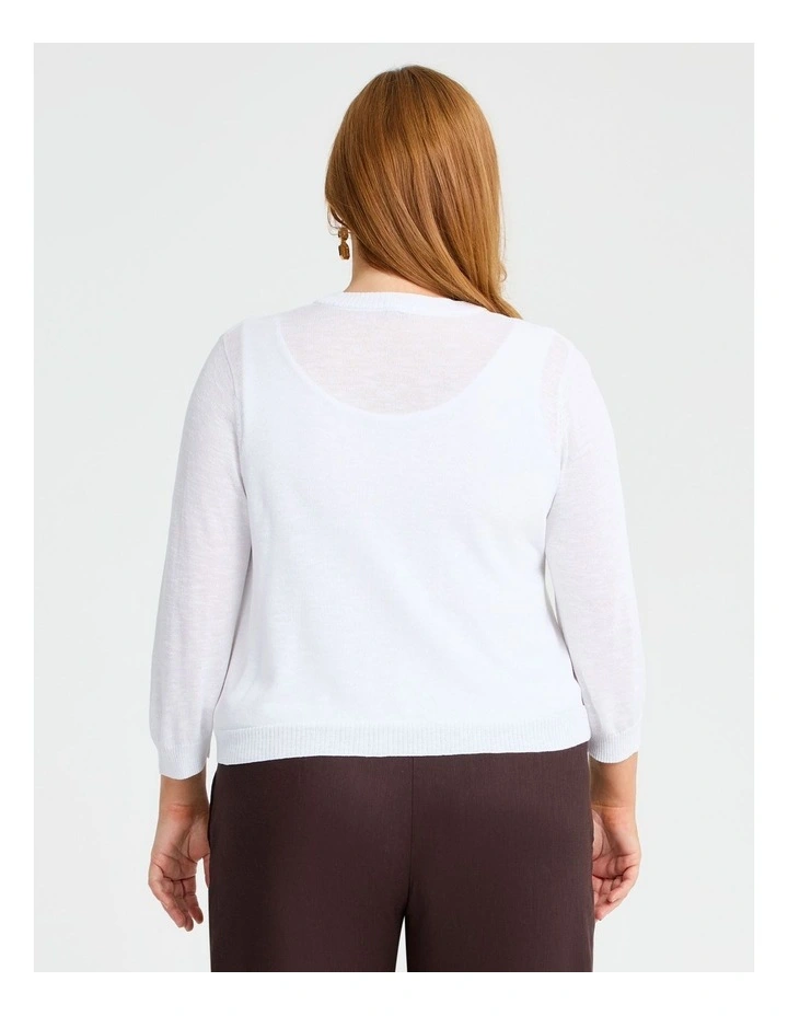 Tori Slub Knit Crop Cardigan White image 2