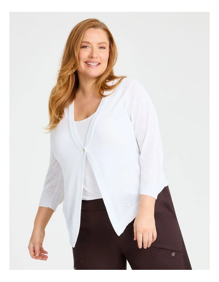 Tori Slub Knit Crop Cardigan White image 3